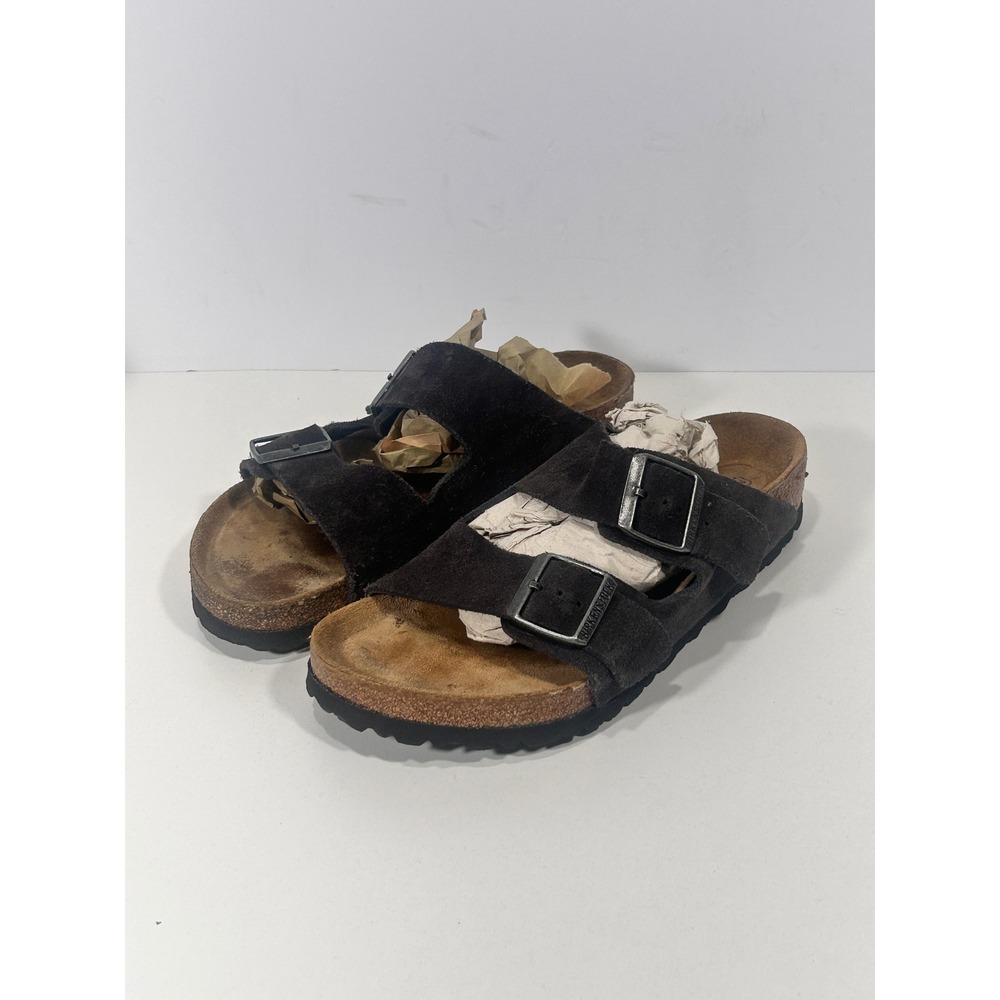 Birkenstock Arizona Soft Footbed Suede Sandals Dark Brown EU 39 L8 M6